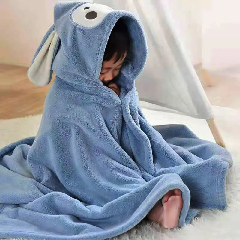 Thickened Bath Towels Cute Pure Cotton Hooded Cloak Bath Towel