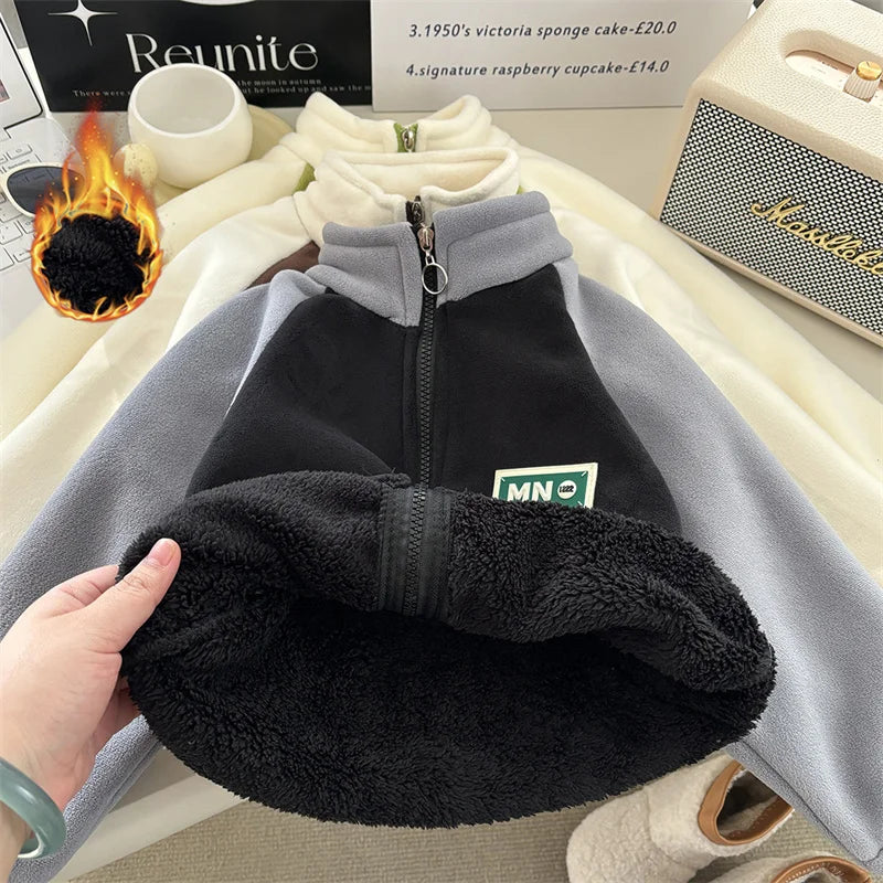 Children Lamb Wool Jackets Boys Girls Fleece Sweatshirt Coats