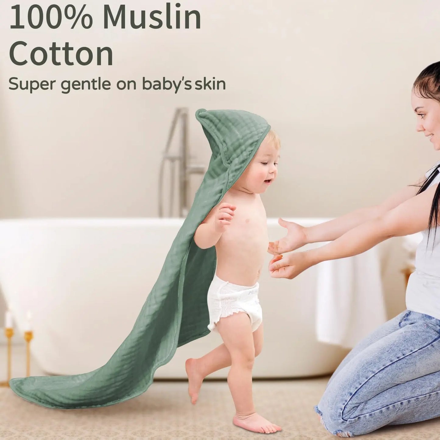 Hooded Baby Towels for Newborn  100% Muslin Cotton Baby Towel