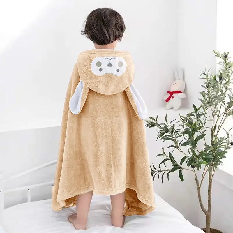 Thickened Bath Towels Cute  Pure Cotton Hooded Cloak Bath Towel