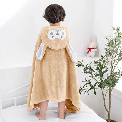Thickened Bath Towels Cute  Pure Cotton Hooded Cloak Bath Towel