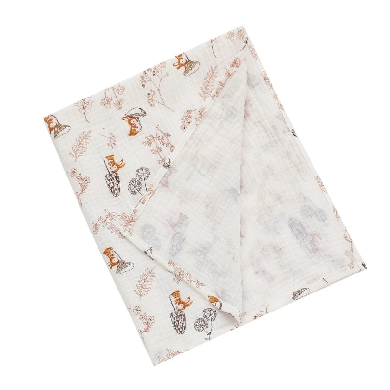 Cotton Swaddle Blanket Baby Blanket Floral Print Muslin Diaper Swaddle New Born Crinkle Fabric Baby Born Stroller Cover