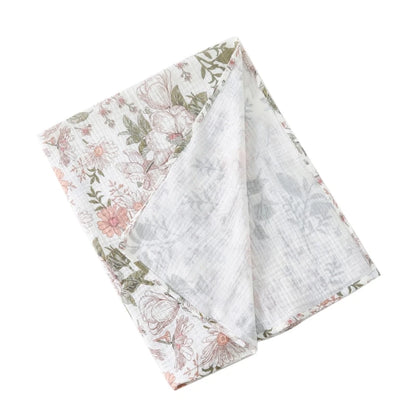 Cotton Swaddle Blanket Baby Blanket Floral Print Muslin Diaper Swaddle New Born Crinkle Fabric Baby Born Stroller Cover