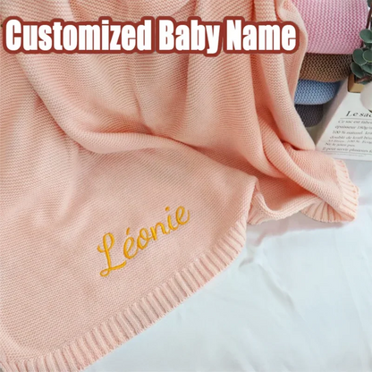 Personalized Name Baby Knitted Blanket
