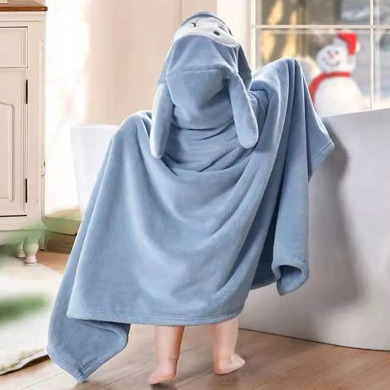 Thickened Bath Towels Cute  Pure Cotton Hooded Cloak Bath Towel