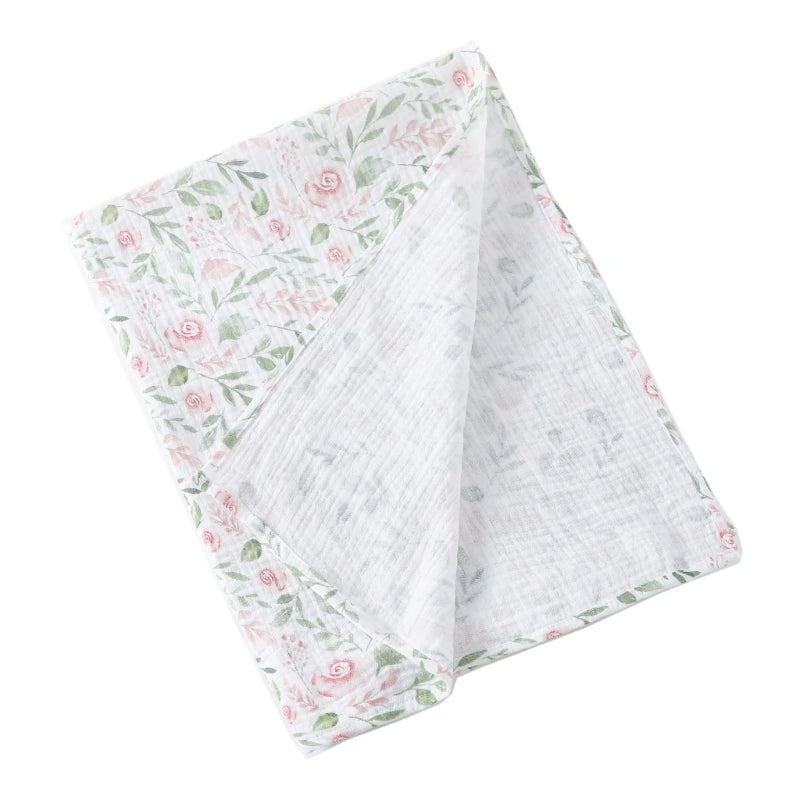 Cotton Swaddle Blanket Baby Blanket Floral Print Muslin Diaper Swaddle New Born Crinkle Fabric Baby Born Stroller Cover