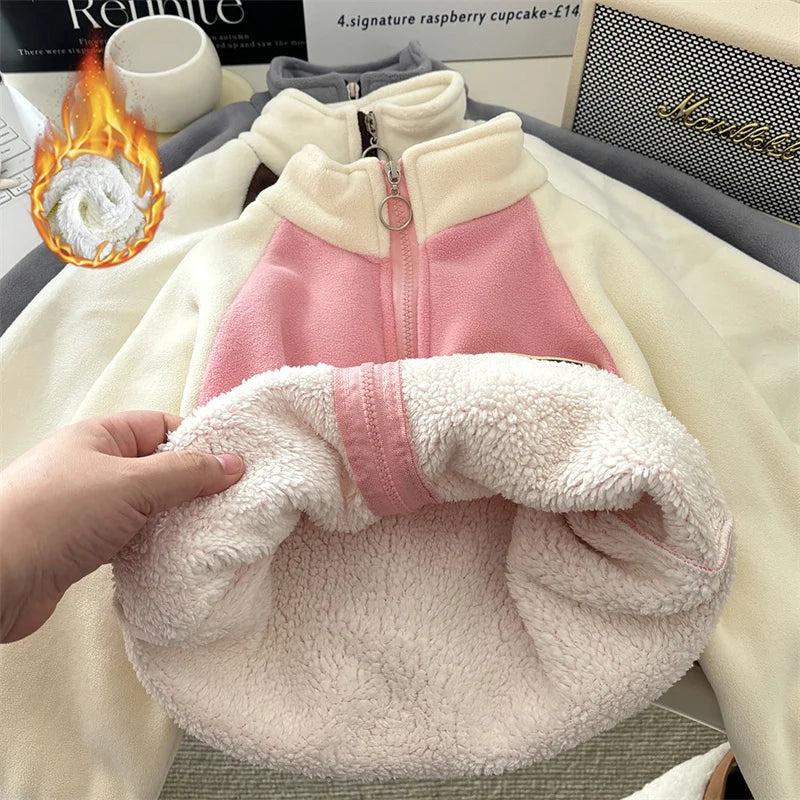 Children Lamb Wool Jackets Boys Girls Fleece Sweatshirt Coats