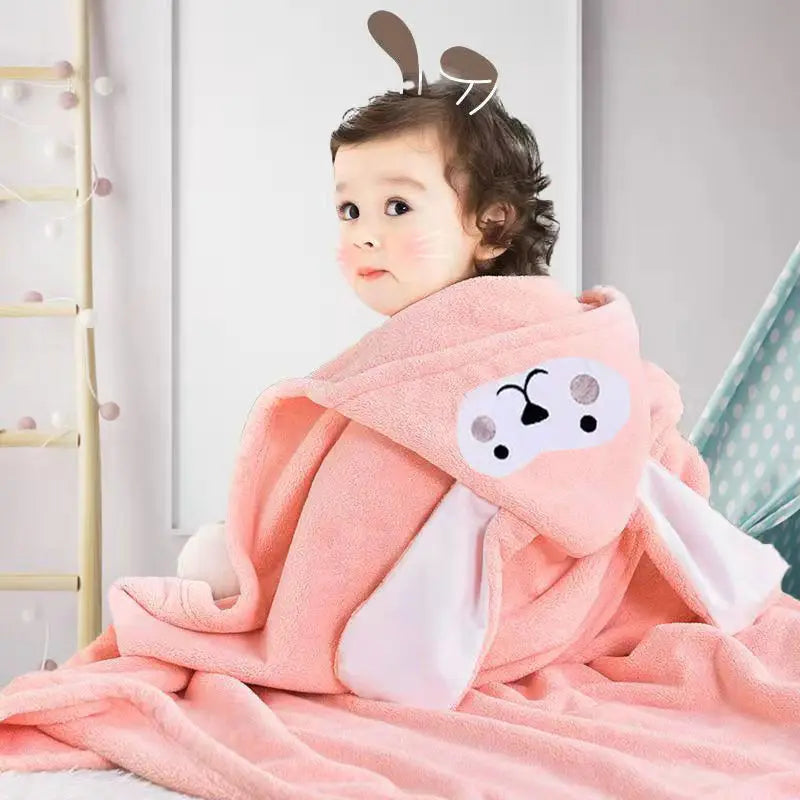 Thickened Bath Towels Cute  Pure Cotton Hooded Cloak Bath Towel