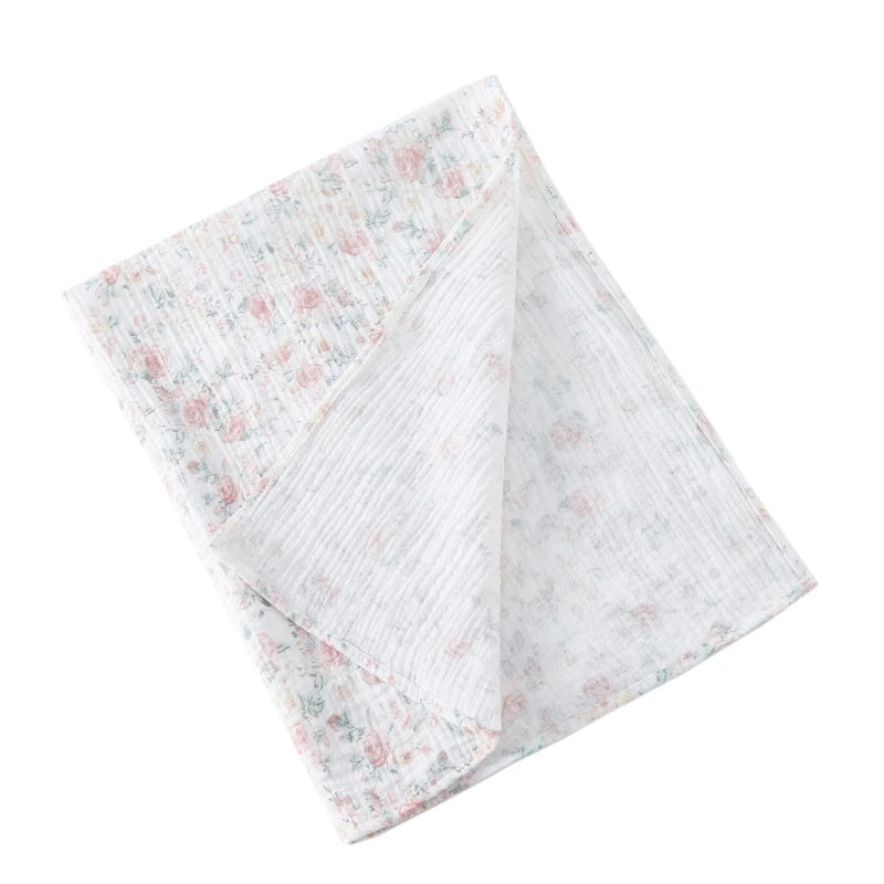 Cotton Swaddle Blanket Baby Blanket Floral Print Muslin Diaper Swaddle New Born Crinkle Fabric Baby Born Stroller Cover