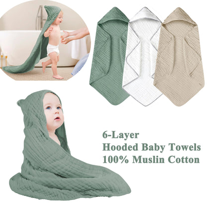 Hooded Baby Towels for Newborn  100% Muslin Cotton Baby Towel