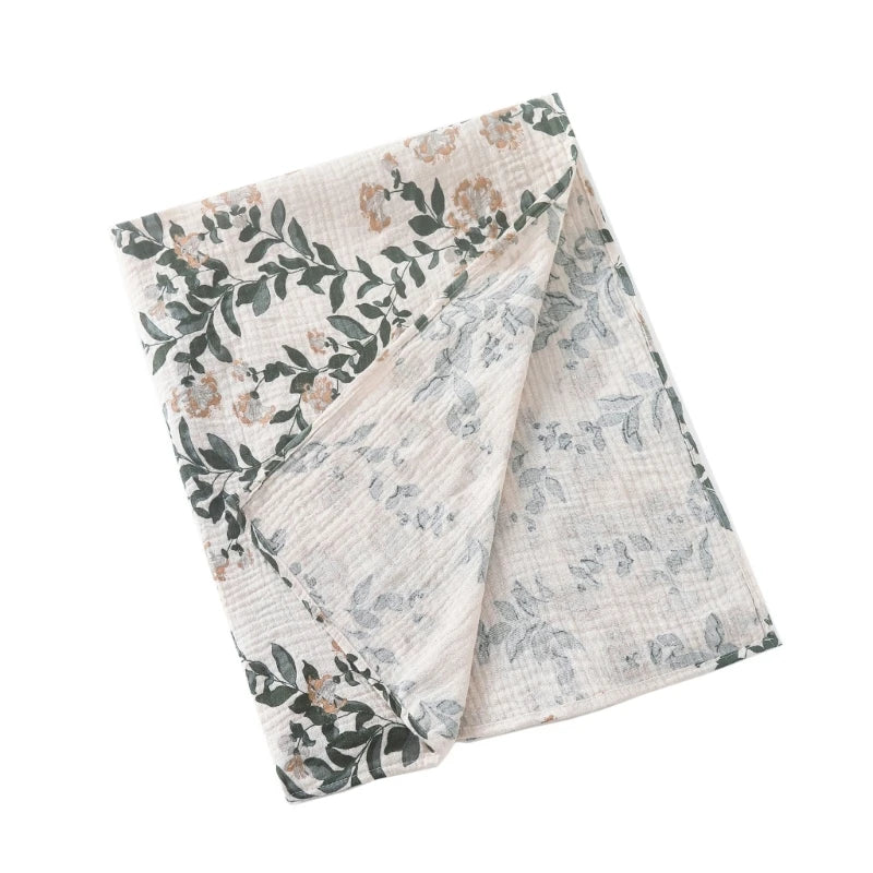 Cotton Swaddle Blanket Baby Blanket Floral Print Muslin Diaper Swaddle New Born Crinkle Fabric Baby Born Stroller Cover