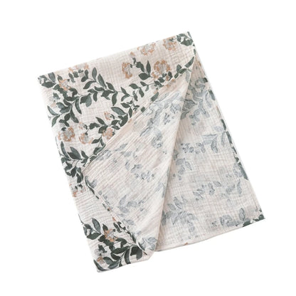 Cotton Swaddle Blanket Baby Blanket Floral Print Muslin Diaper Swaddle New Born Crinkle Fabric Baby Born Stroller Cover